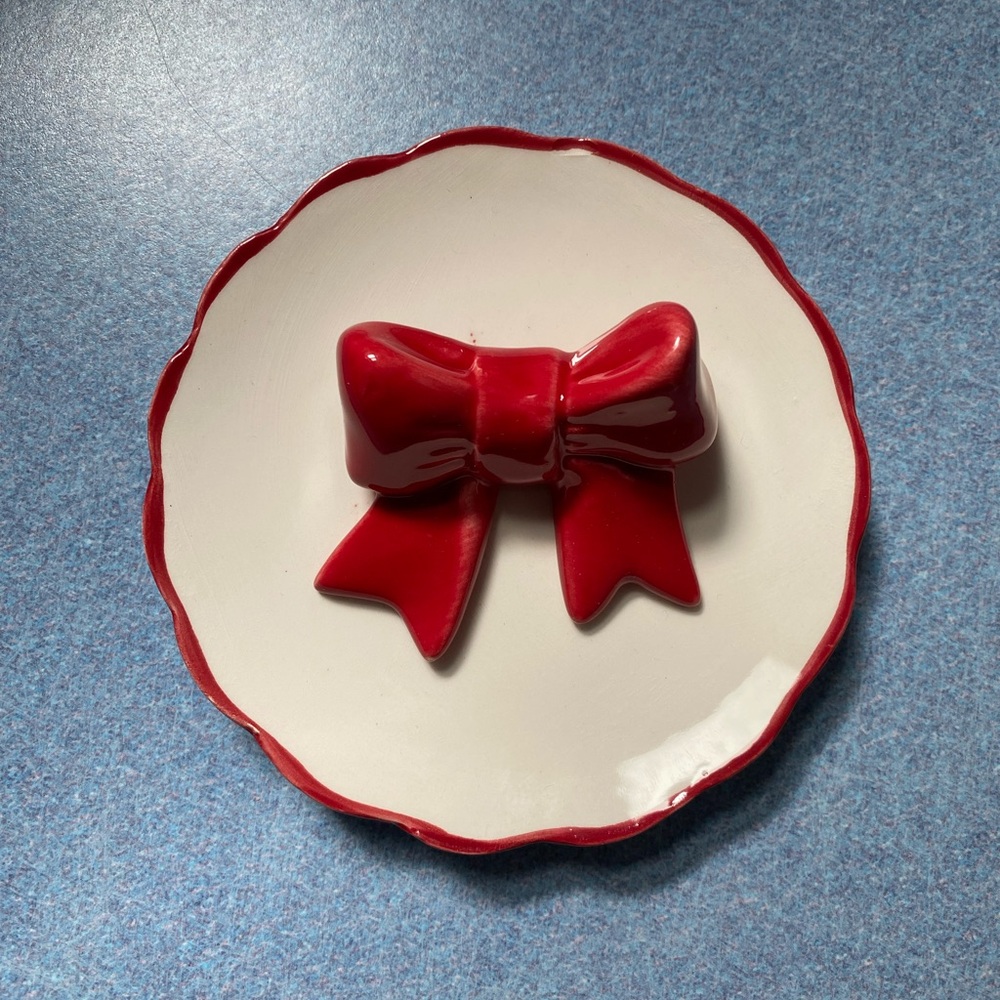 🎀🎀🎀🎀CERRA BOW RING DISH RED BOW CUTE TRINKET MINI DISH NEW